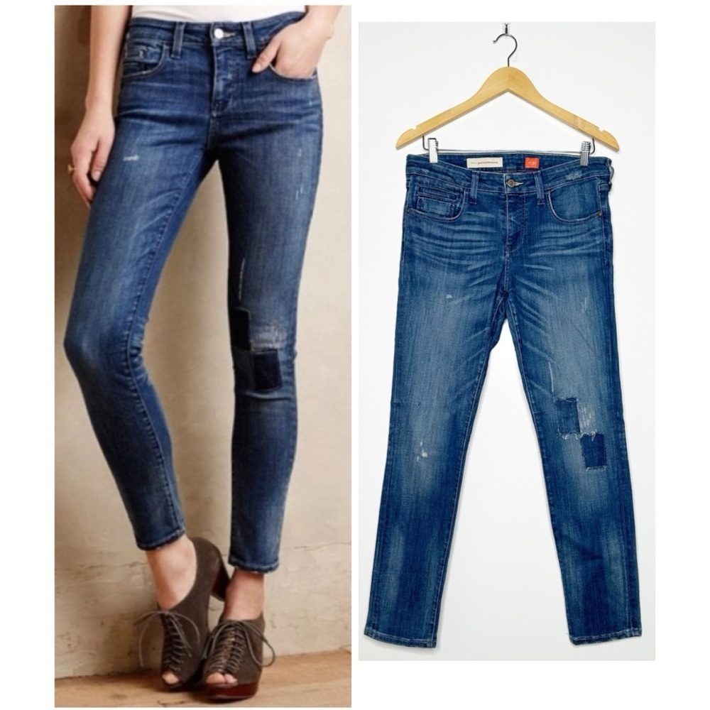 Pilcro and the Letterpress Anthropologie Stet Knee Patch Jeans Size 30